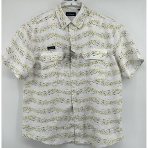 Addict High Performance Short Sleeve Button Down Fishing Shirt‎ White XL NWT